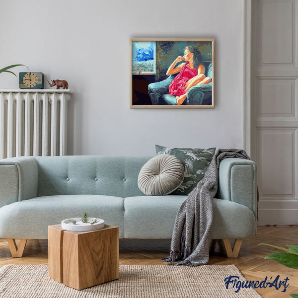 paint by numbers | Pensive woman near the window | intermediate portrait romance | FiguredArt