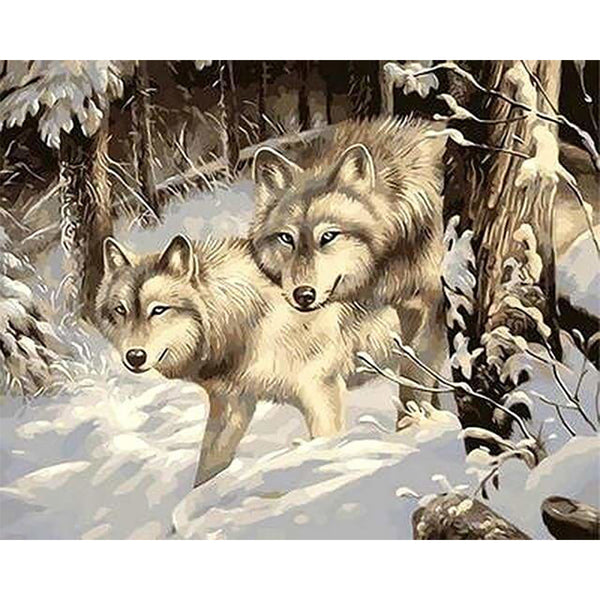 paint by numbers | Two Wolves in the Snow | advanced animals wolves | FiguredArt