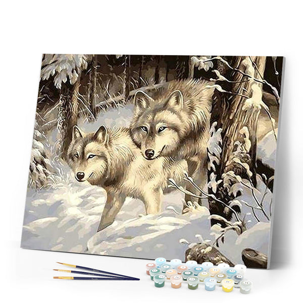 paint by numbers | Two Wolves in the Snow | advanced animals wolves | FiguredArt