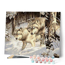 Load image into Gallery viewer, paint by numbers | Two Wolves in the Snow | advanced animals wolves | FiguredArt