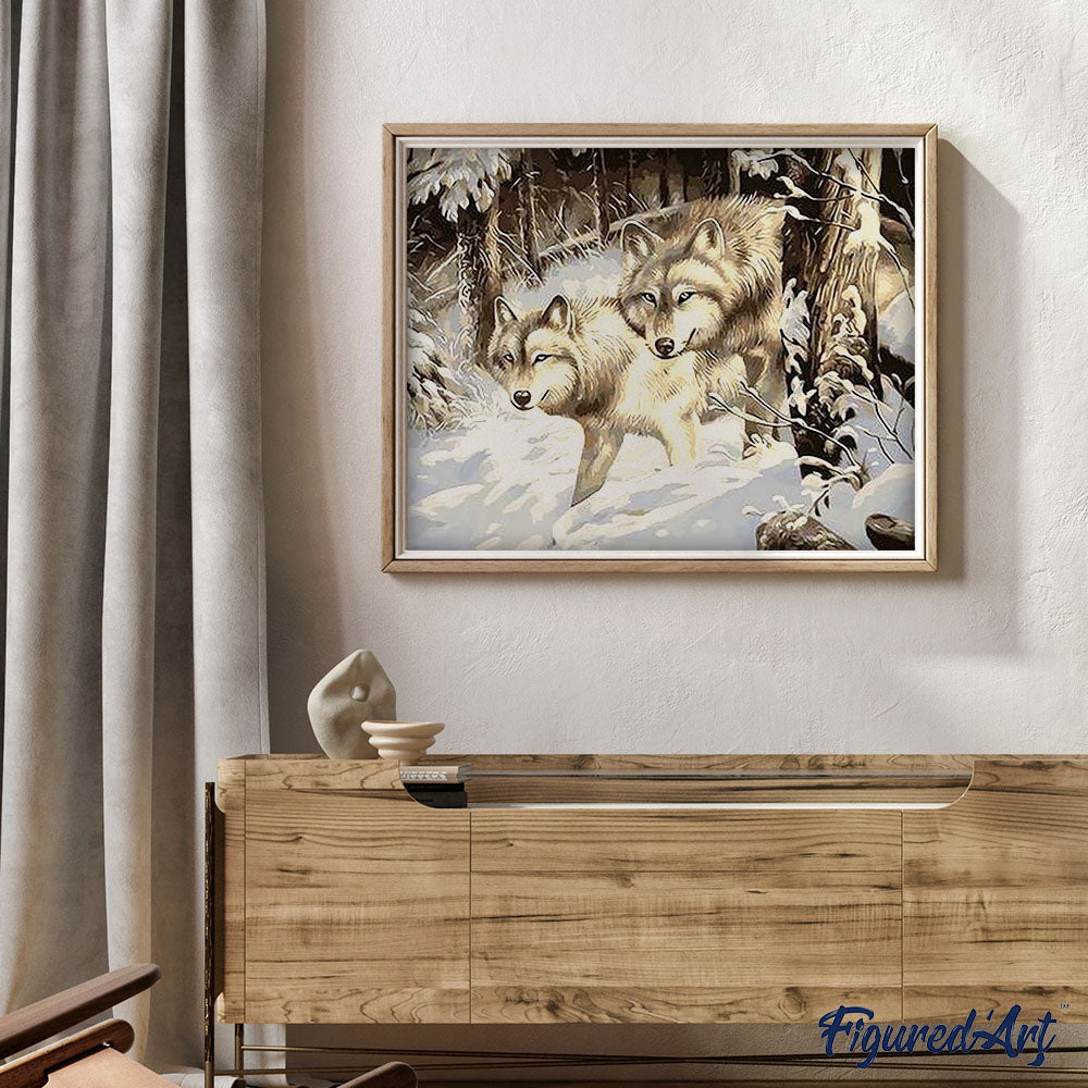 paint by numbers | Two Wolves in the Snow | advanced animals wolves | FiguredArt
