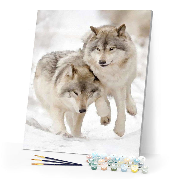 paint by numbers | Wolves playing in the Snow | advanced animals wolves | FiguredArt