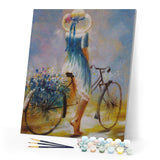 paint by numbers | young woman on a bicycle | new arrivals romance intermediate | FiguredArt