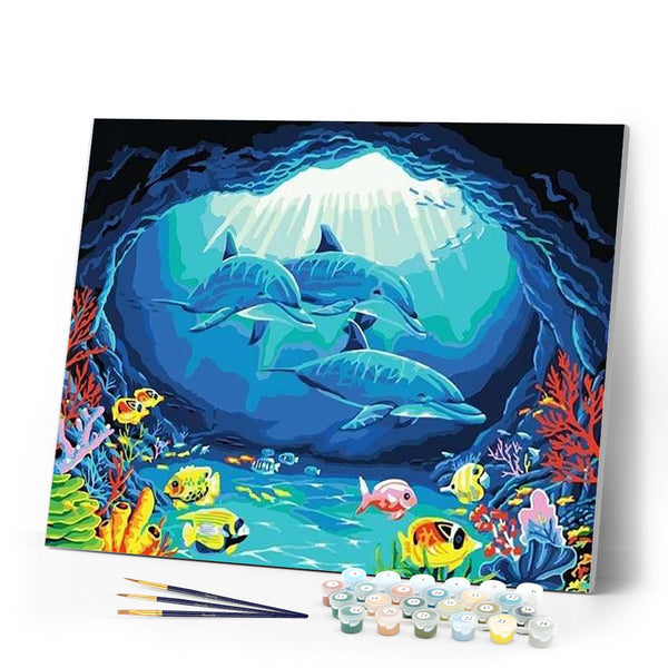 paint by numbers | Dolphins ride | animals dolphins easy | FiguredArt