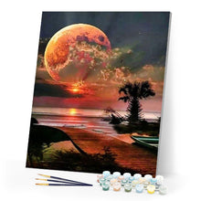 Load image into Gallery viewer, paint by numbers | full moon and beach front | new arrivals landscapes easy | FiguredArt