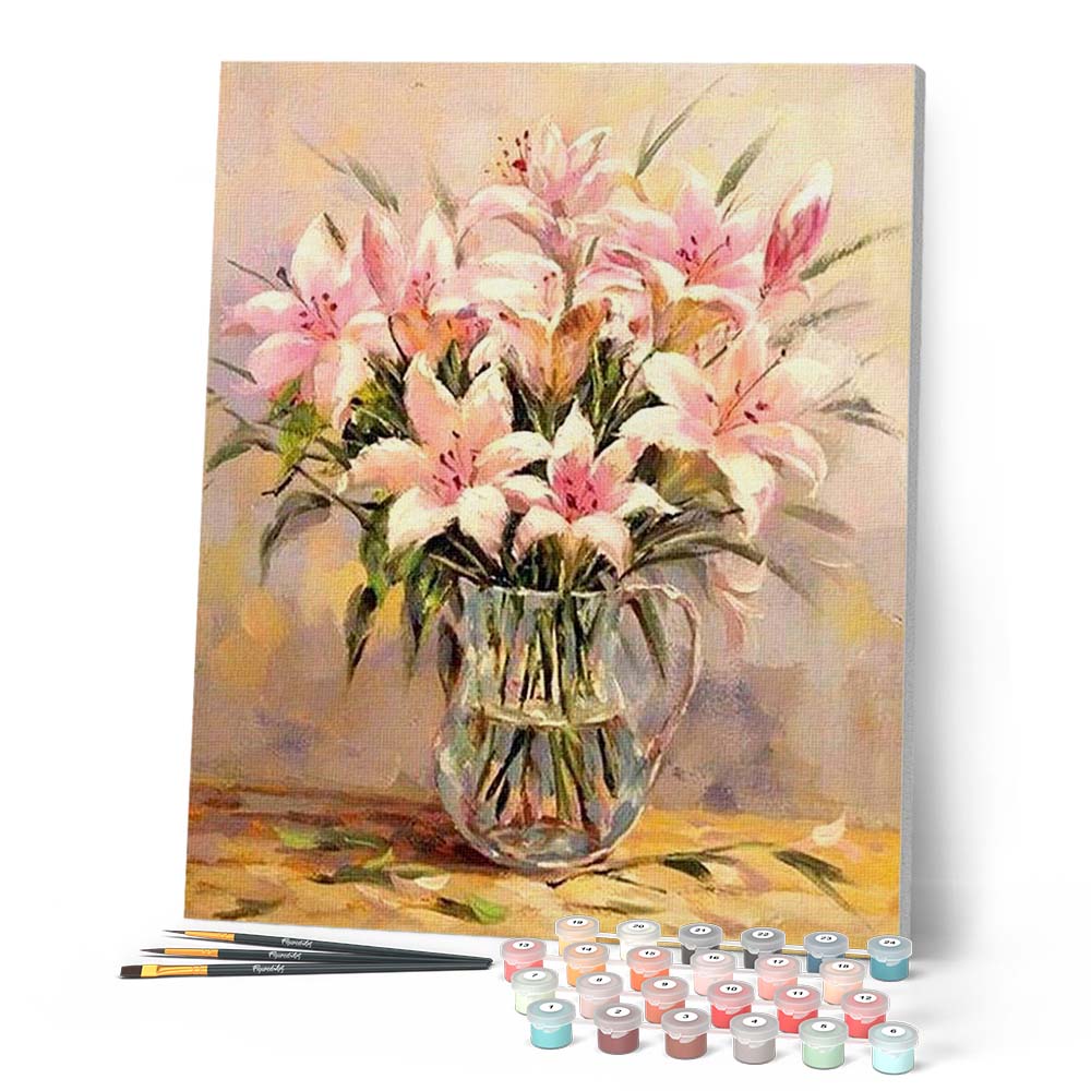 pink lily flower painting Paint by numbers
