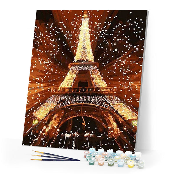 paint by numbers | Glittering Eiffel Tower | cities intermediate | FiguredArt