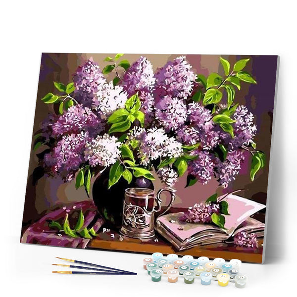 paint by numbers | Flowers and book | flowers intermediate | FiguredArt