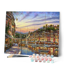 Load image into Gallery viewer, paint by numbers | Sunset at The Marina | advanced cities | FiguredArt