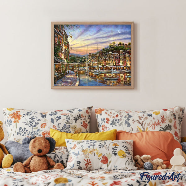 paint by numbers | Sunset at The Marina | advanced cities | FiguredArt
