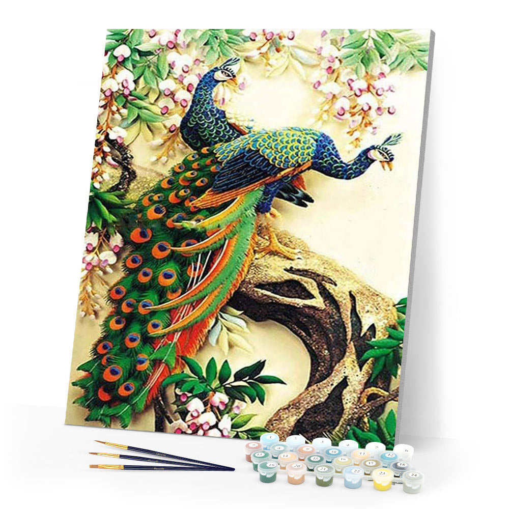 paint by numbers | Couple of Peacocks | animals easy peacocks | FiguredArt