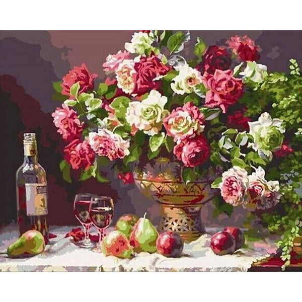 paint by numbers | Flowers Wine and Fruits | easy flowers | FiguredArt