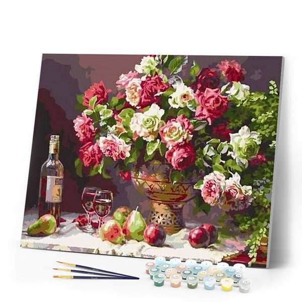 paint by numbers | Flowers Wine and Fruits | easy flowers | FiguredArt