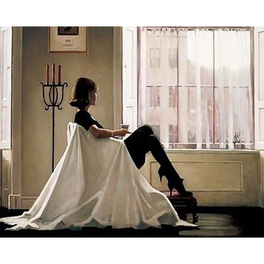 paint by numbers | Woman looking through her window | cities easy romance | FiguredArt