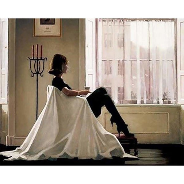 paint by numbers | Woman looking through her window | cities easy romance | FiguredArt