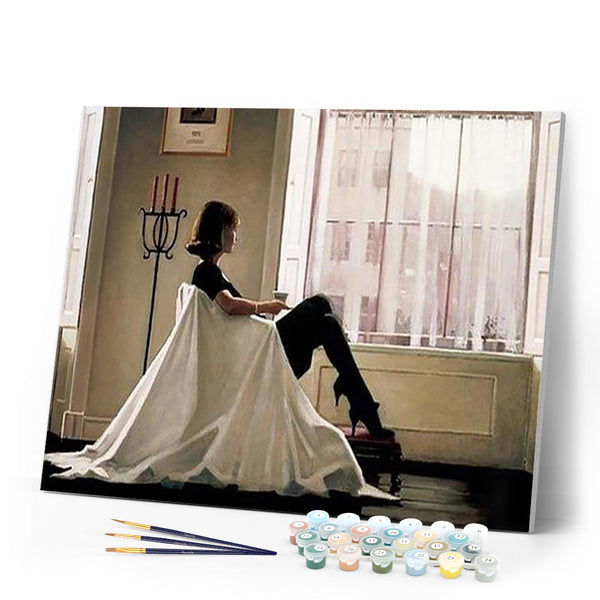 paint by numbers | Woman looking through her window | cities easy romance | FiguredArt