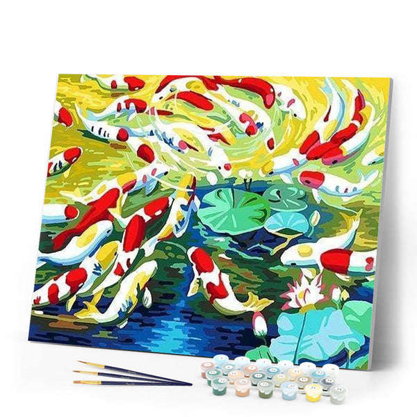 paint by numbers | Koi carps and water lilies | animals easy fish | FiguredArt