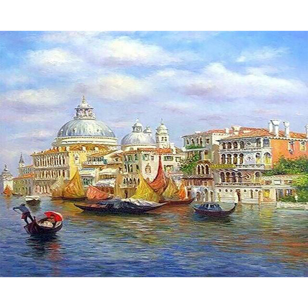 paint by numbers | Gondolier in Venice | advanced cities landscapes ships and boats | FiguredArt
