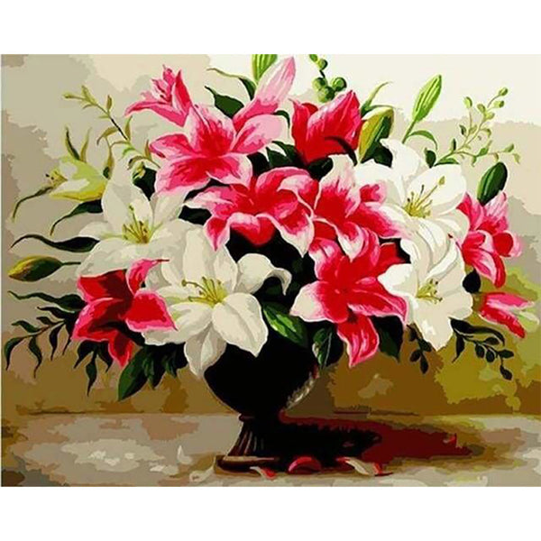 paint by numbers | Roses and white lilies | easy flowers | FiguredArt