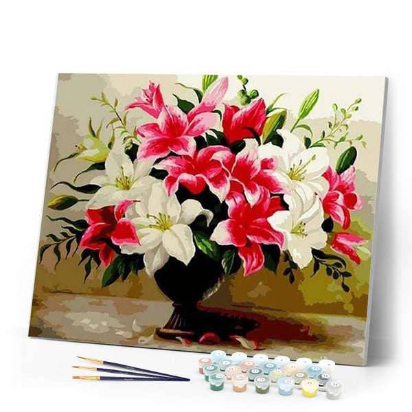 paint by numbers | Roses and white lilies | easy flowers | FiguredArt
