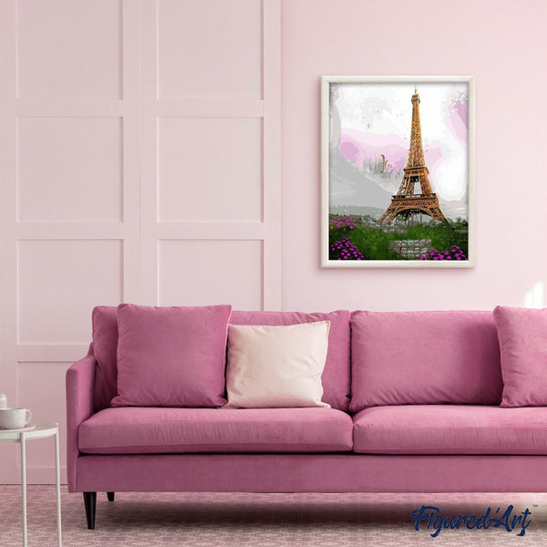 paint by numbers | Romantic Eiffel Tower with Flowers | cities intermediate | FiguredArt