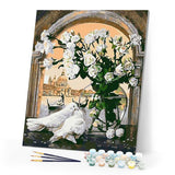 paint by numbers | Doves in peace | easy flowers | FiguredArt