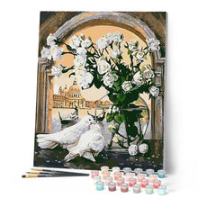 Load image into Gallery viewer, paint by numbers | Doves in peace | easy flowers | FiguredArt