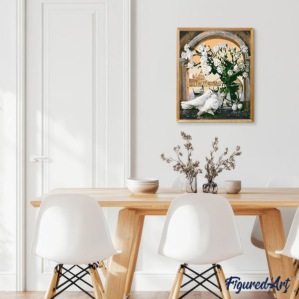 paint by numbers | Doves in peace | easy flowers | FiguredArt