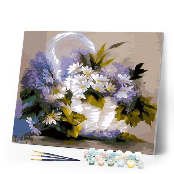 paint by numbers | Pretty Flower Basket | easy flowers | FiguredArt