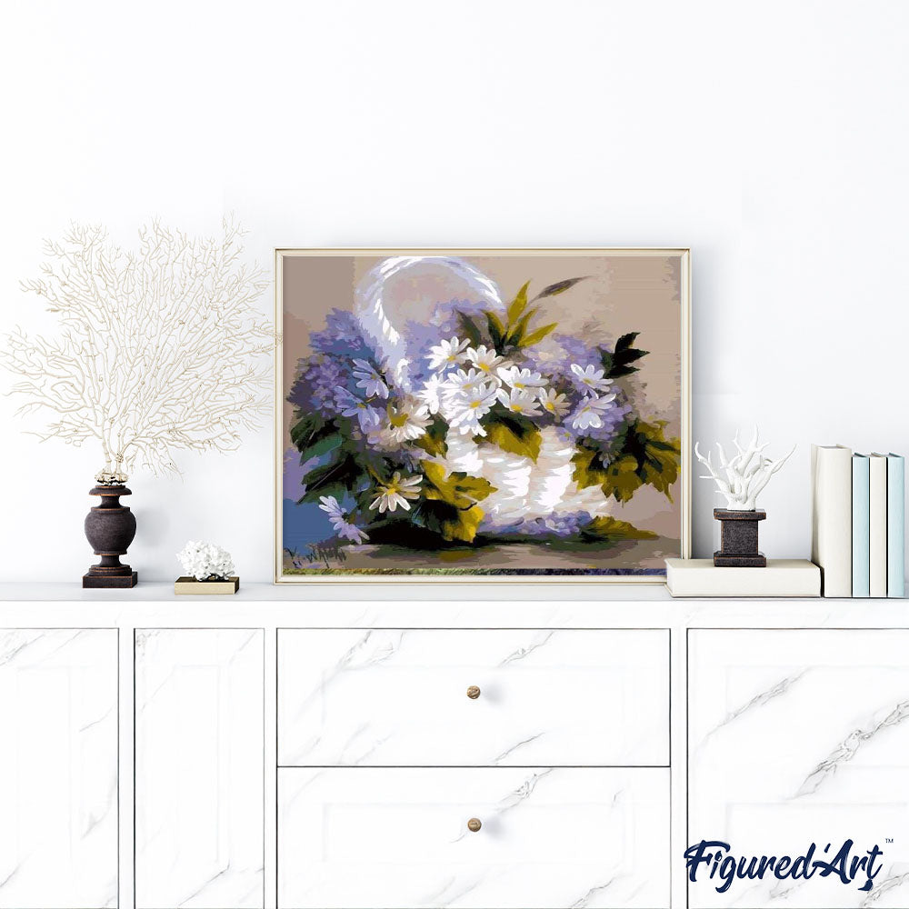 paint by numbers | Pretty Flower Basket | easy flowers | FiguredArt