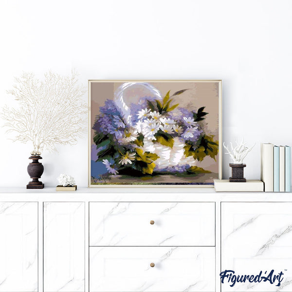 paint by numbers | Pretty Flower Basket | easy flowers | FiguredArt