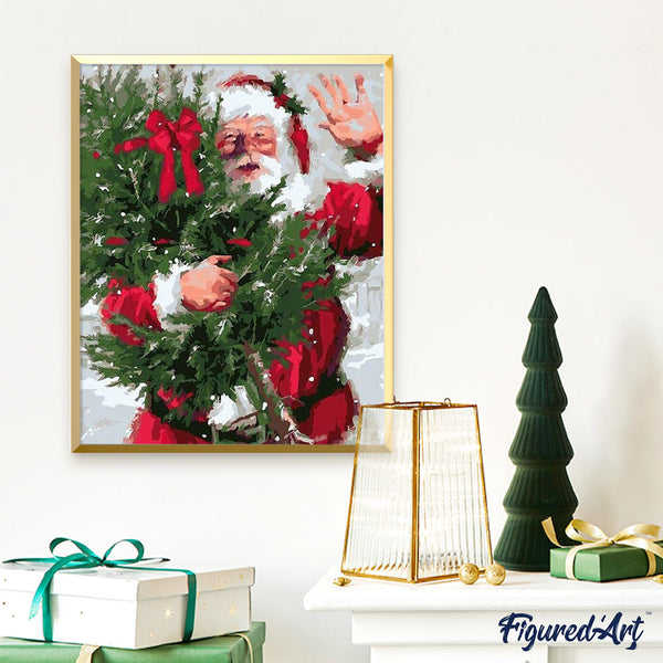paint by numbers | Santa and Christmas tree | christmas intermediate | FiguredArt