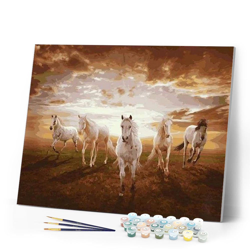 paint by numbers | Galloping white Horses | advanced animals horses | FiguredArt