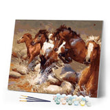paint by numbers | Horses crossing the River | animals horses intermediate | FiguredArt