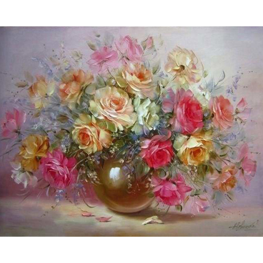 paint by numbers | Romantic flowers in a Vase | flowers intermediate | FiguredArt