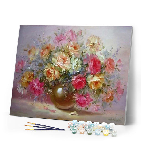 paint by numbers | Romantic flowers in a Vase | flowers intermediate | FiguredArt