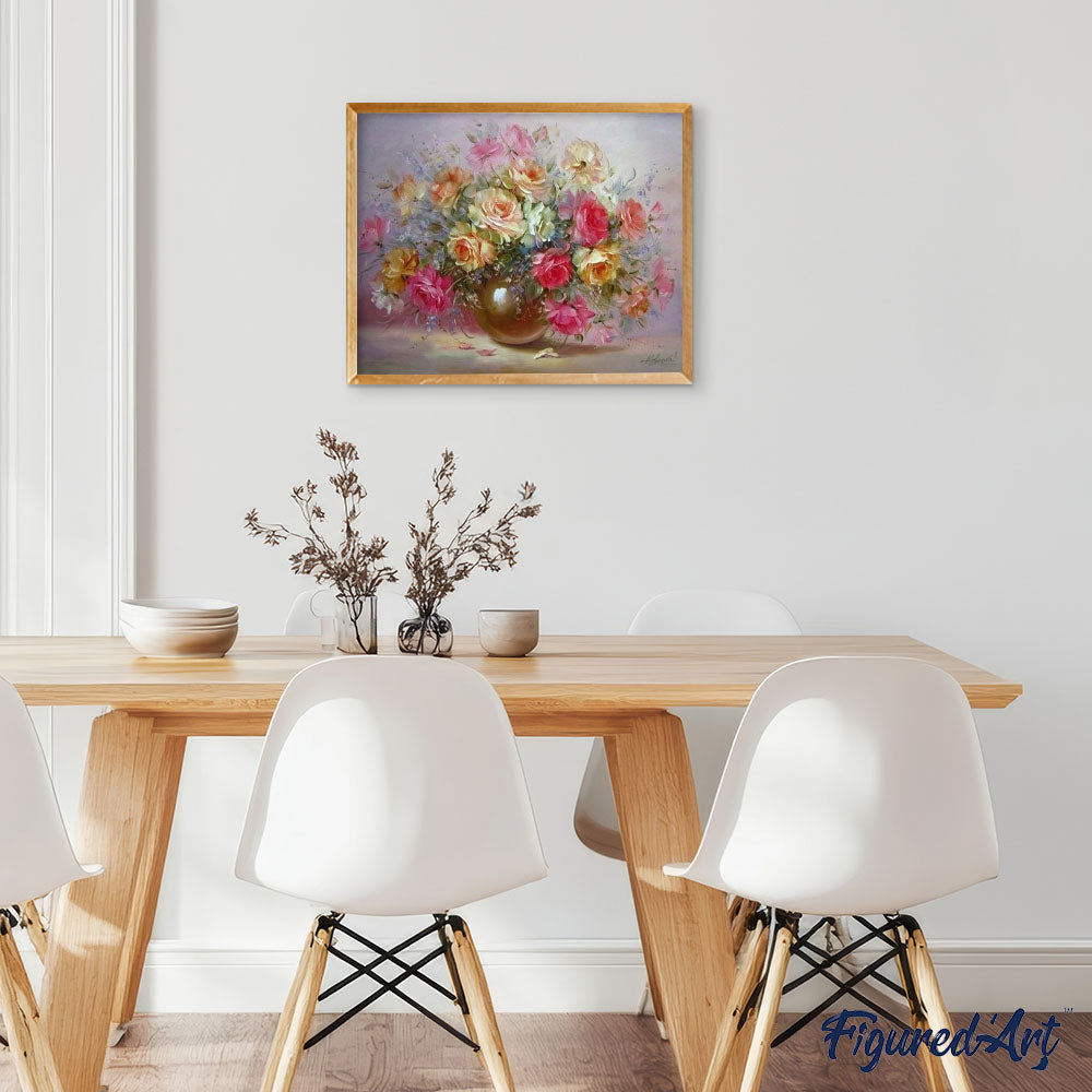 paint by numbers | Romantic flowers in a Vase | flowers intermediate | FiguredArt