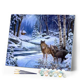 paint by numbers | Wolves near the house | advanced animals wolves | FiguredArt