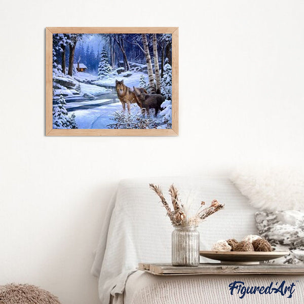 paint by numbers | Wolves near the house | advanced animals wolves | FiguredArt