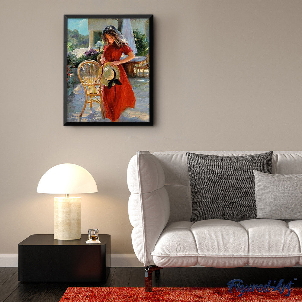paint by numbers | Pretty Woman wearing a red dress | easy landscapes portrait | FiguredArt