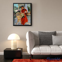 Load image into Gallery viewer, paint by numbers | Pretty Woman wearing a red dress | easy landscapes portrait | FiguredArt