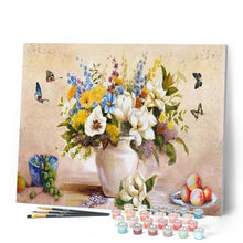 Load image into Gallery viewer, paint by numbers | Butterflies and white vase | animals butterflies easy flowers | FiguredArt