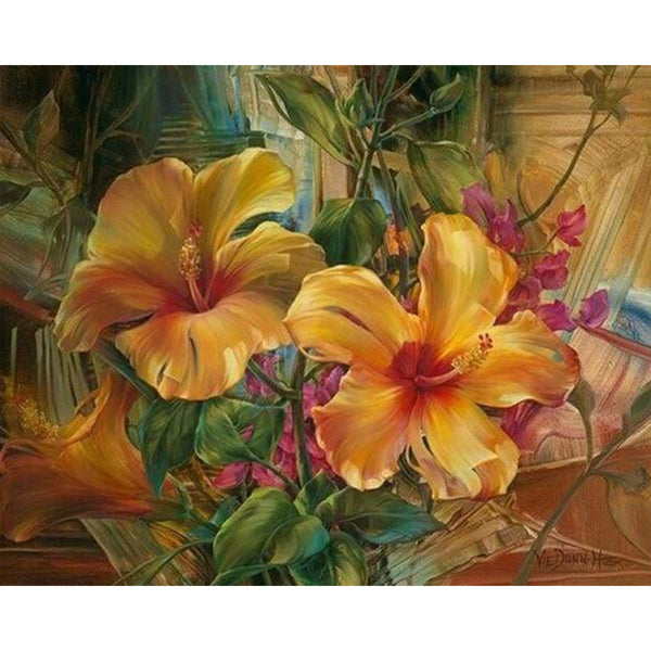 paint by numbers | Orange Hibiscus | flowers intermediate | FiguredArt