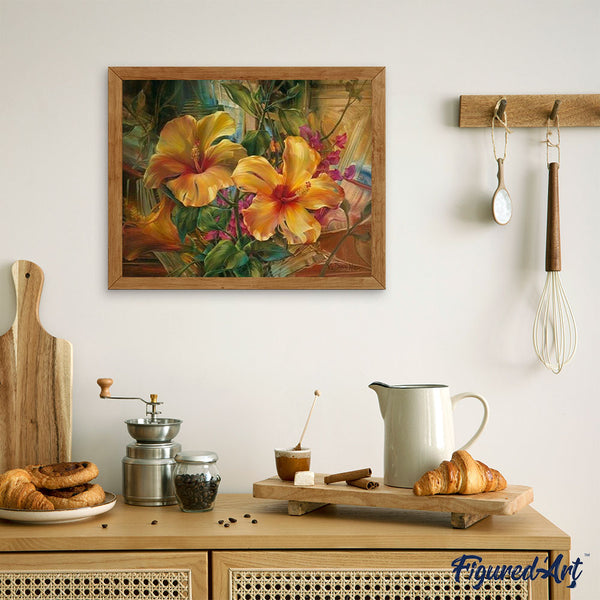 paint by numbers | Orange Hibiscus | flowers intermediate | FiguredArt