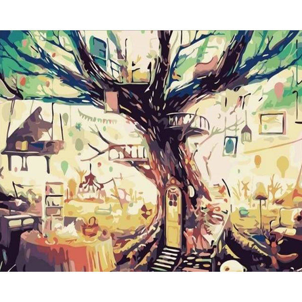 paint by numbers | Tree House | cities easy trees | FiguredArt