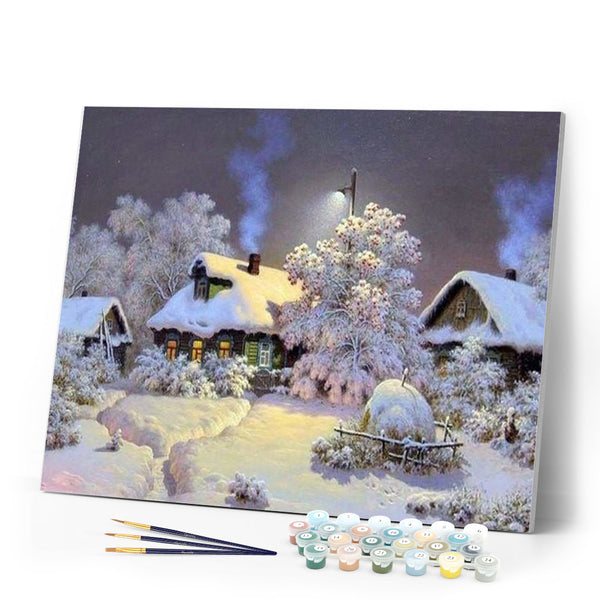 paint by numbers | Chalets in the Snow | advanced landscapes | FiguredArt