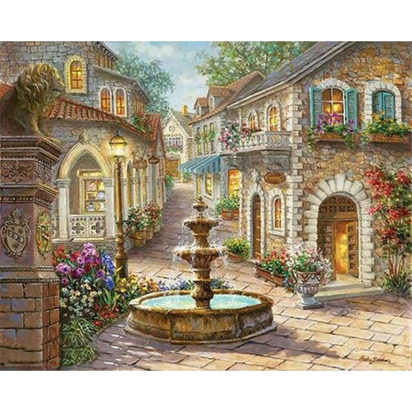 paint by numbers | Village Fountain | advanced cities | FiguredArt