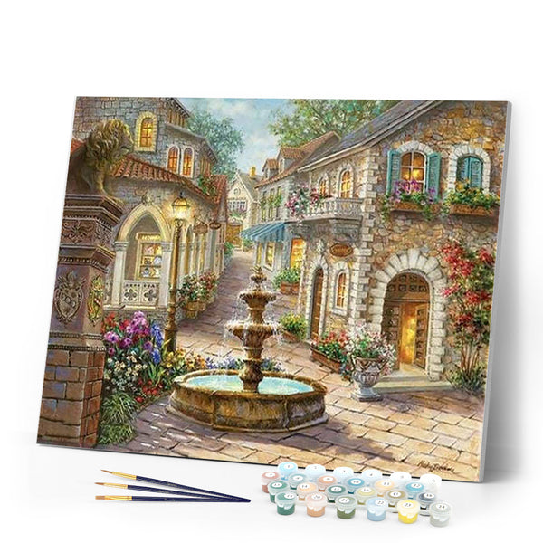 paint by numbers | Village Fountain | advanced cities | FiguredArt