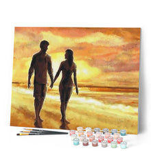 Load image into Gallery viewer, paint by numbers | Hand in Hand On Beach | intermediate romance | FiguredArt