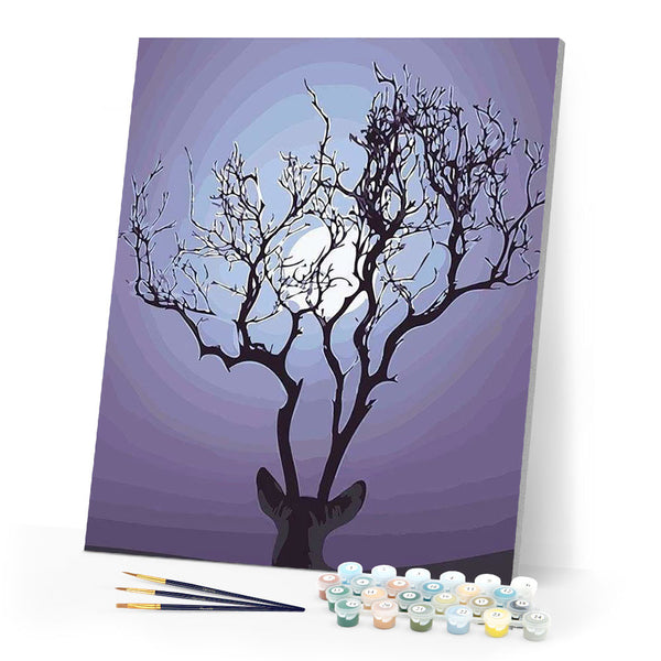 paint by numbers | Deer Moonlight | deer easy landscapes | FiguredArt
